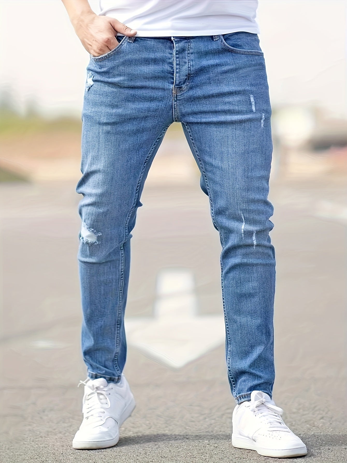 Ábel | Skinny Jeans Férfi Szakadt Slim Fit