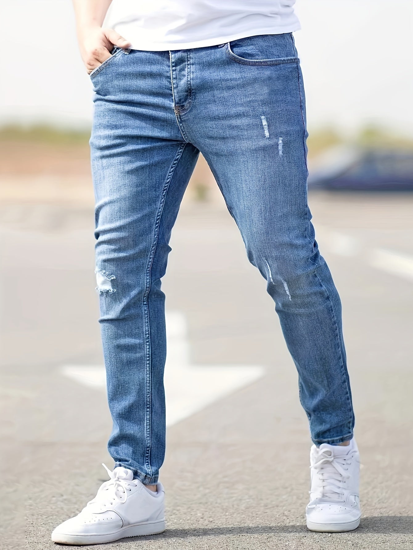 Ábel | Skinny Jeans Férfi Szakadt Slim Fit