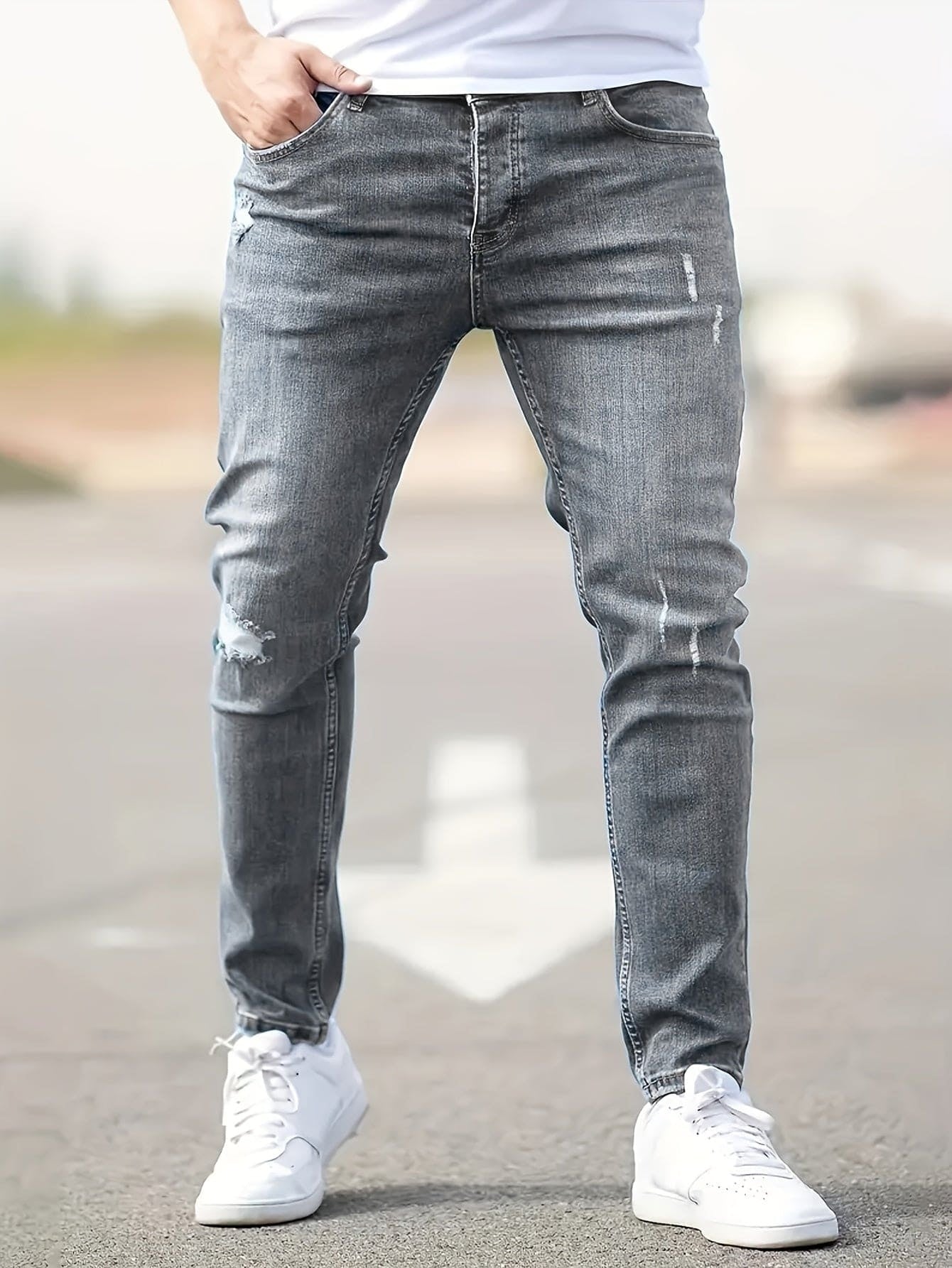 Ábel | Skinny Jeans Férfi Szakadt Slim Fit