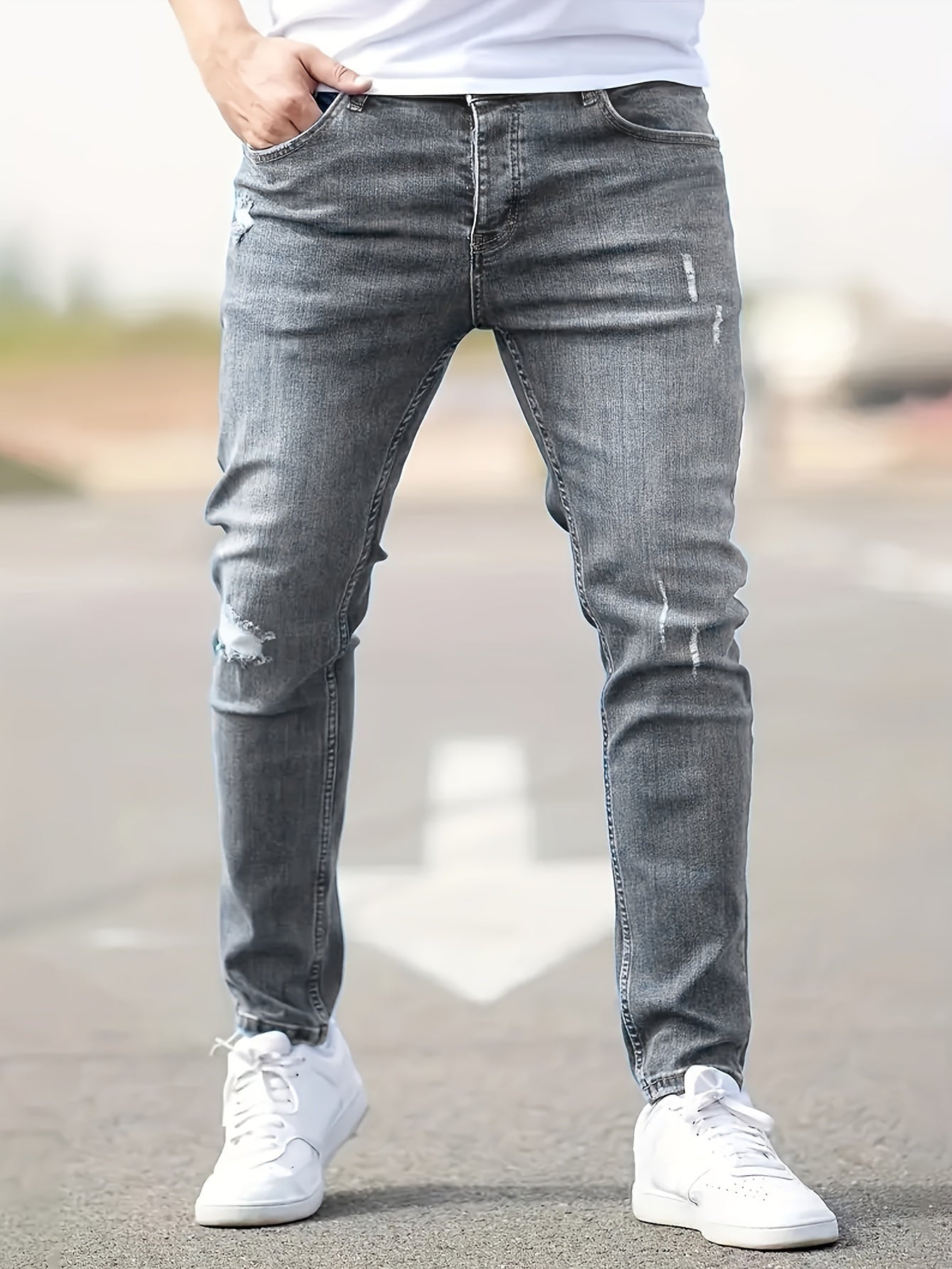 Ábel | Skinny Jeans Férfi Szakadt Slim Fit
