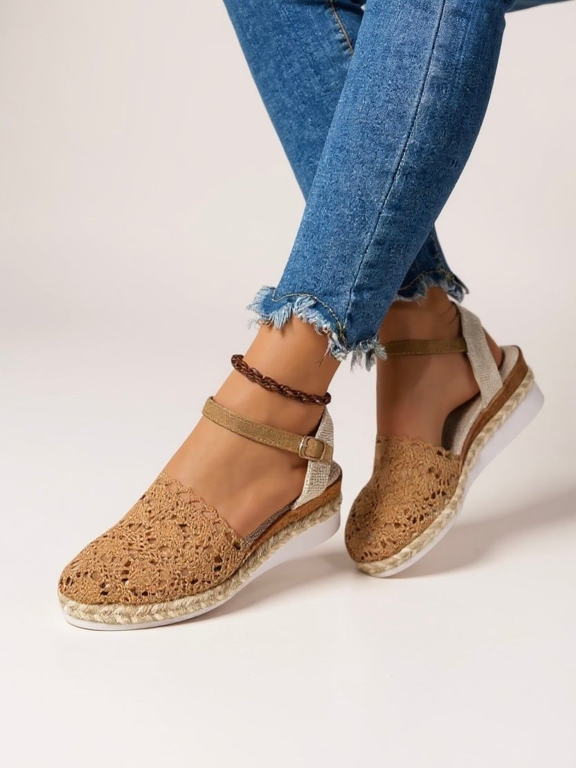 Adrienn | Espadrilles Platform Szandál Női Horgolt Bokapántos