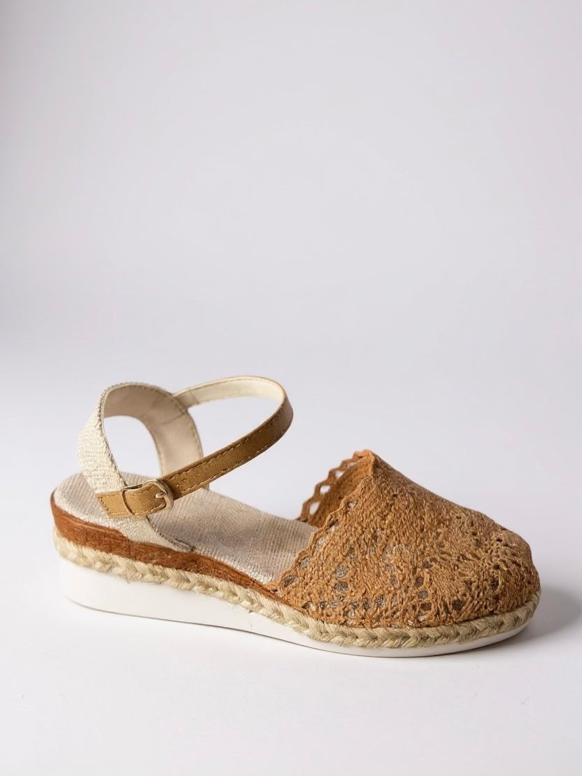Adrienn | Espadrilles Platform Szandál Női Horgolt Bokapántos