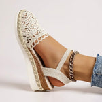 Adrienn | Espadrilles Platform Szandál Női Horgolt Bokapántos