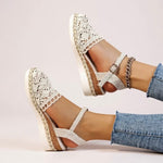 Adrienn | Espadrilles Platform Szandál Női Horgolt Bokapántos