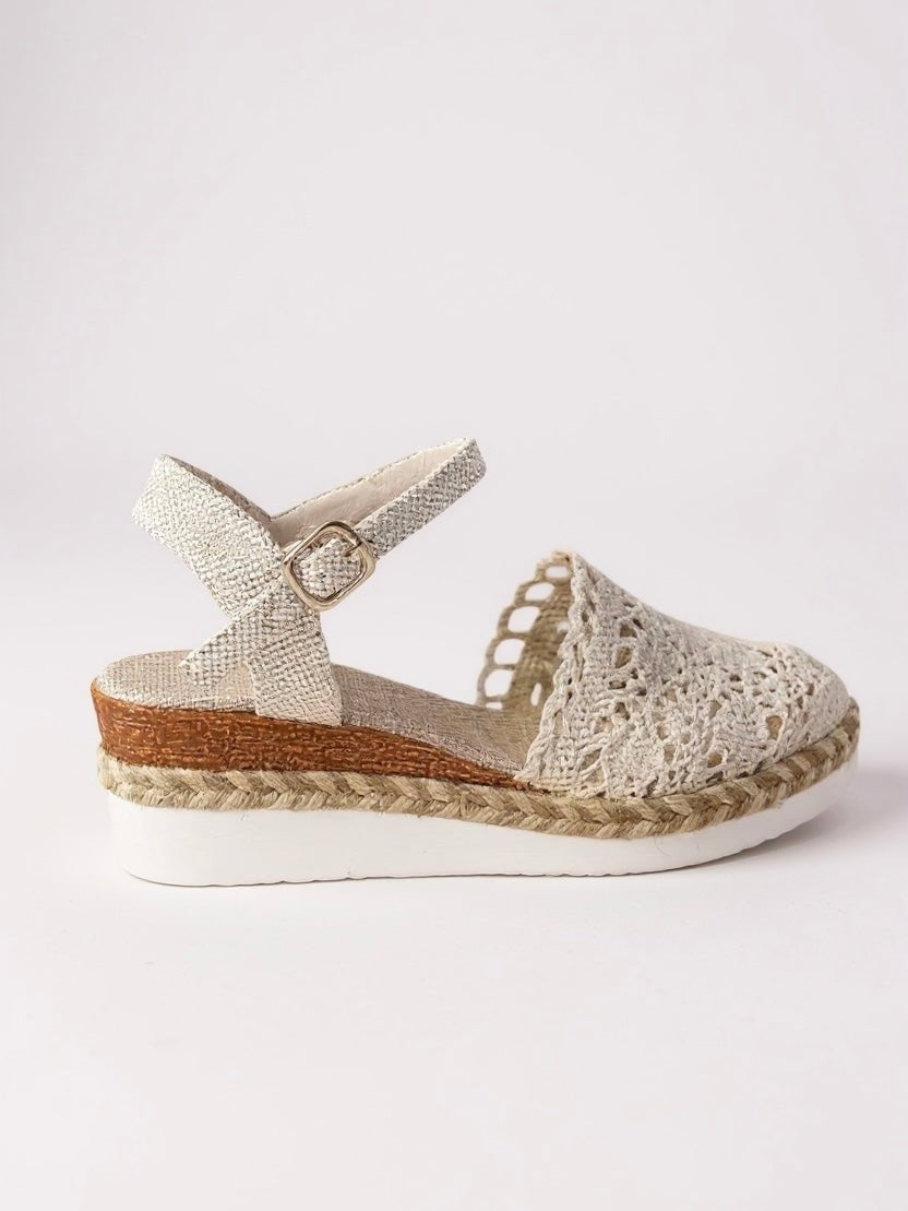 Adrienn | Espadrilles Platform Szandál Női Horgolt Bokapántos