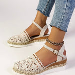 Adrienn | Espadrilles Platform Szandál Női Horgolt Bokapántos