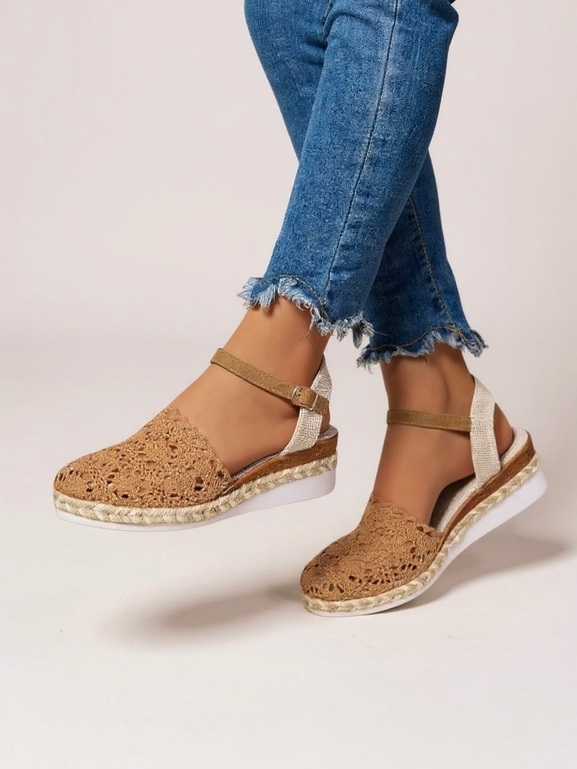 Adrienn | Espadrilles Platform Szandál Női Horgolt Bokapántos
