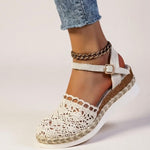 Adrienn | Espadrilles Platform Szandál Női Horgolt Bokapántos