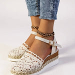 Adrienn | Espadrilles Platform Szandál Női Horgolt Bokapántos