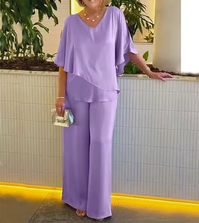 Adrienn | Kétrészes Szett Női Elegáns V-nyakú