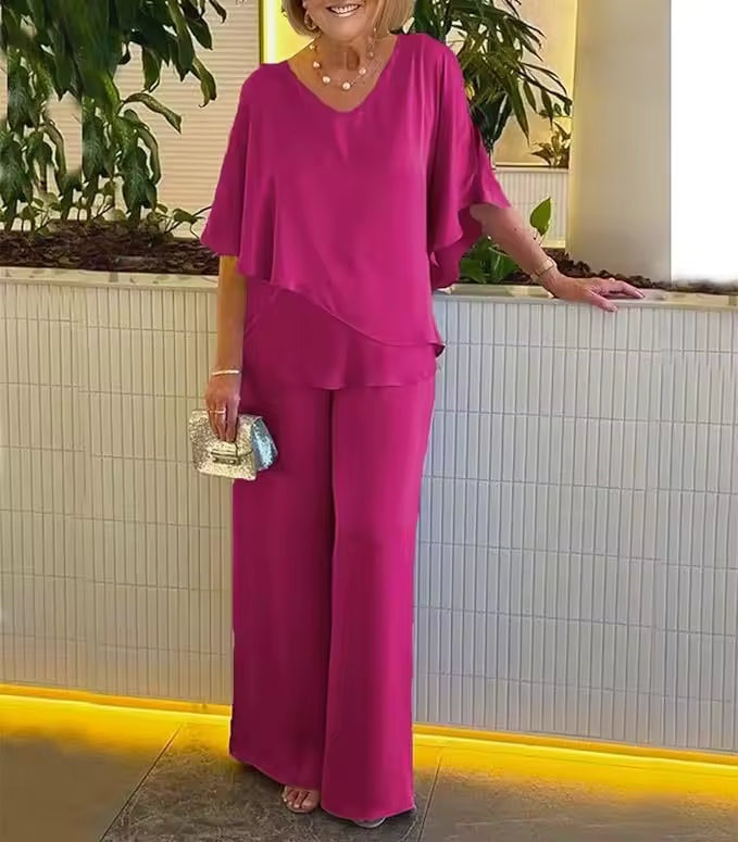 Adrienn | Kétrészes Szett Női Elegáns V-nyakú
