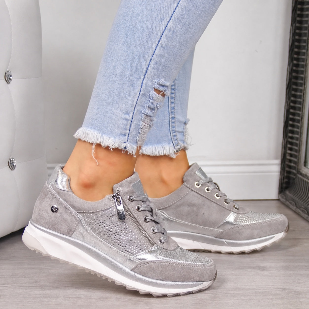Adrienn | Sneaker Cipő Női Fűzős Cipzáras