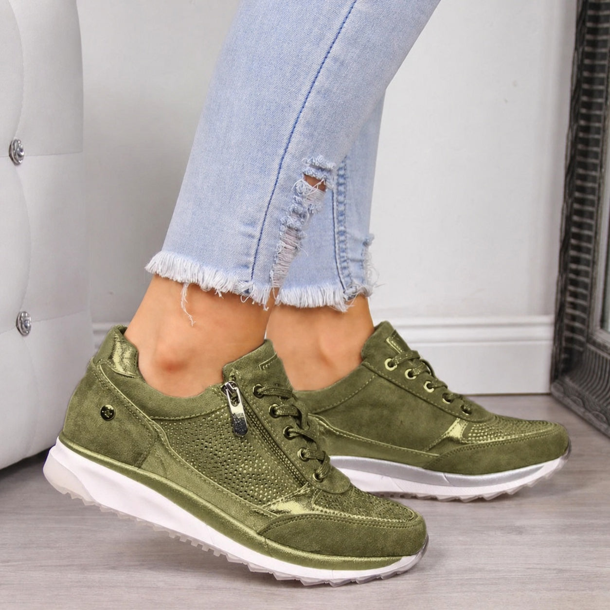 Adrienn | Sneaker Cipő Női Fűzős Cipzáras