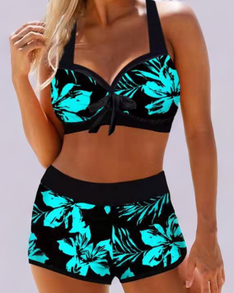 Ágnes | Bikini Set Női Virágmintás Magas Derekú