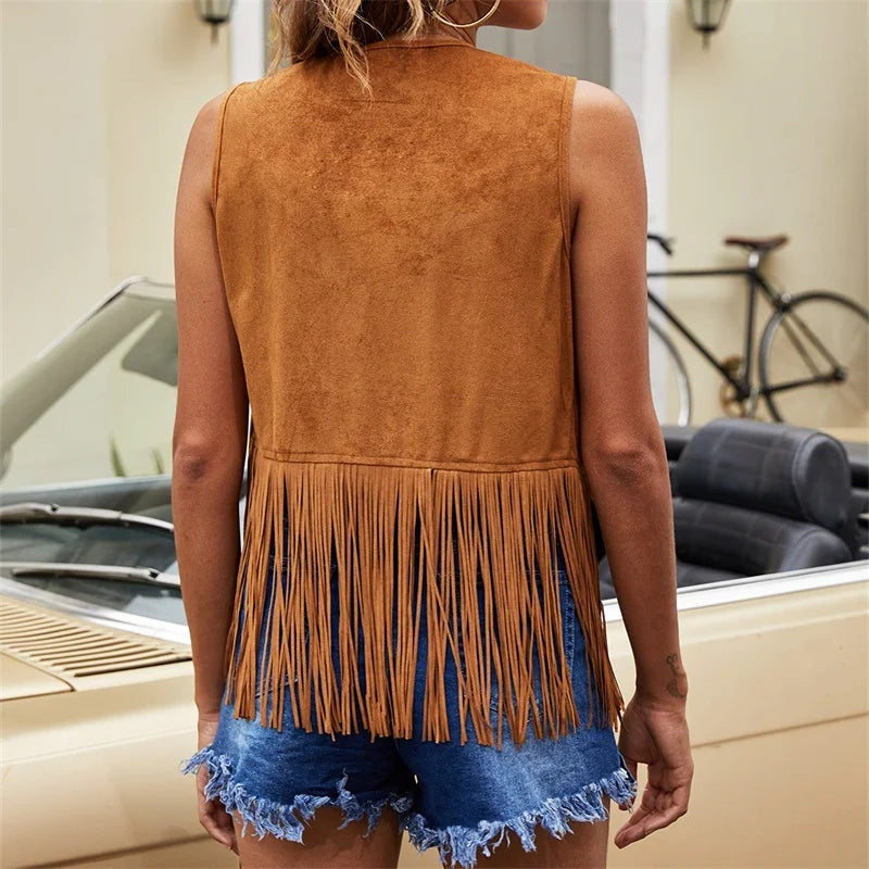 Ágnes | Női Mellény Rojtós Velúr Boho Fesztivál