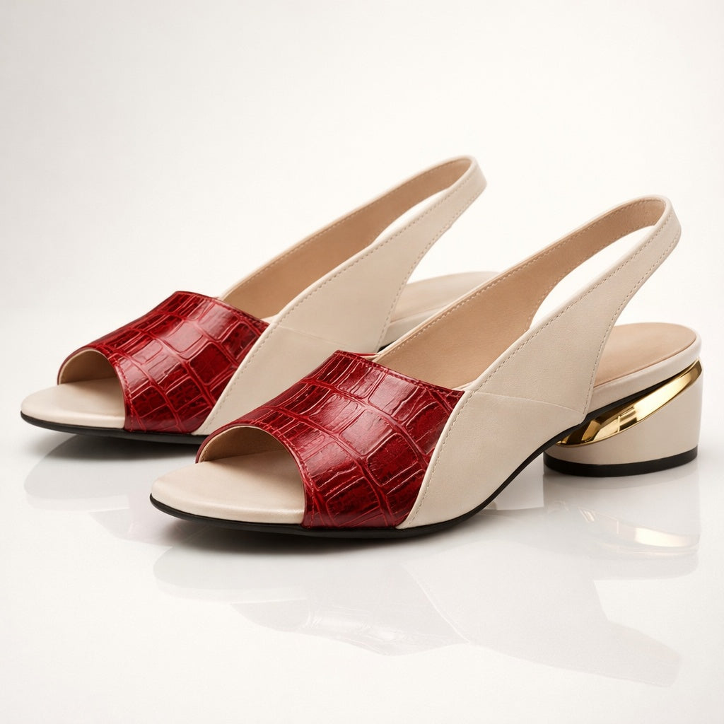 Ágnes | Szandál Slingback Blokksarkú Női Krokodilmintás