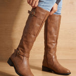 Alina | Chelsea Boots Damen Kniehohe Stiefel Blockabsatz Schnalle