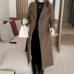 Amelie | Trenchcoat Damen Lang Zweireihig Klassischer Kragen