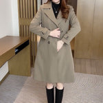 Amelie | Trenchcoat Damen Lang Zweireihig Klassischer Kragen