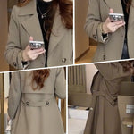 Amelie | Trenchcoat Damen Lang Zweireihig Klassischer Kragen