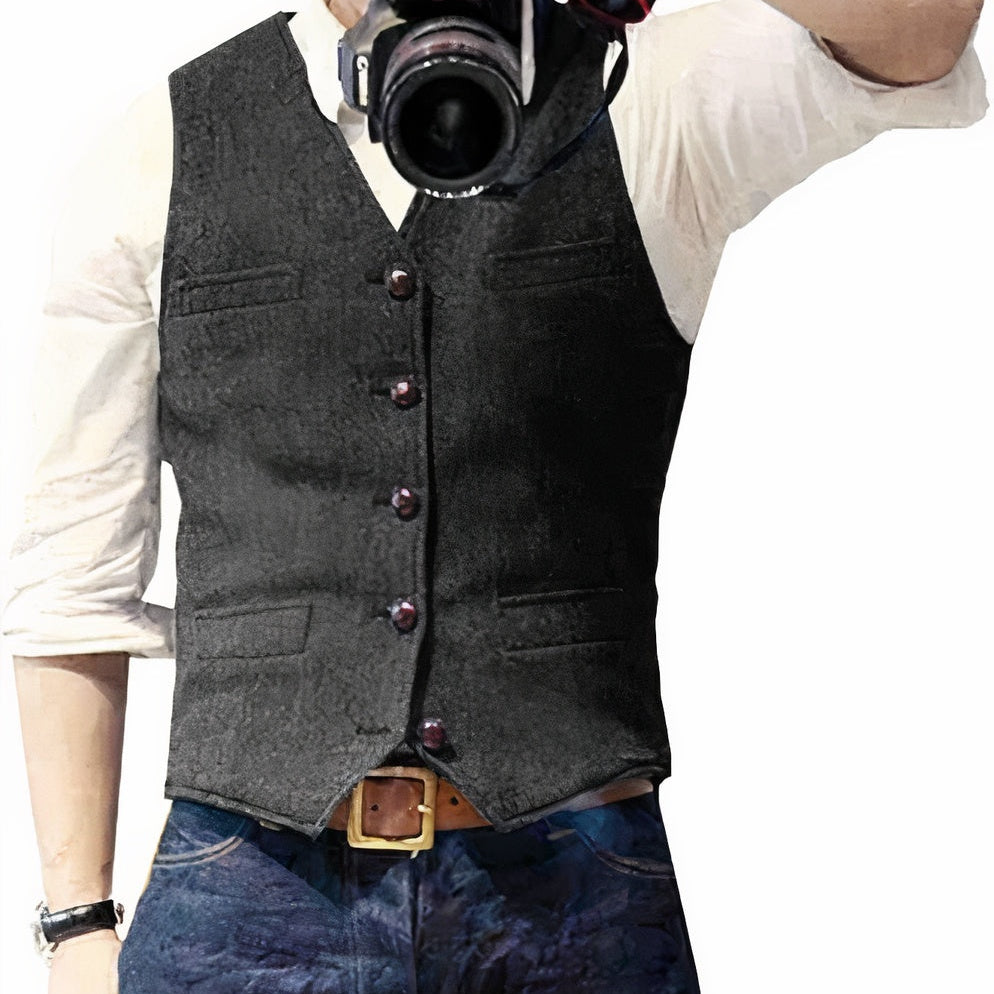 Andri | Gilet Herren Elegant Geknöpft Slim Fit