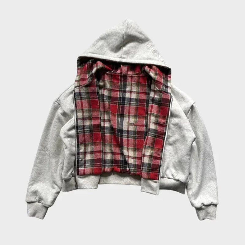 Andri | Wendbarer Oversize Hoodie Herren Kapuze Reissverschluss Karofutter
