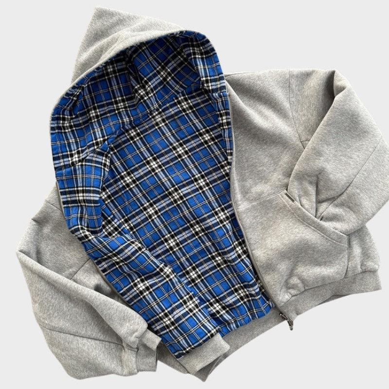 Andri | Wendbarer Oversize Hoodie Herren Kapuze Reissverschluss Karofutter