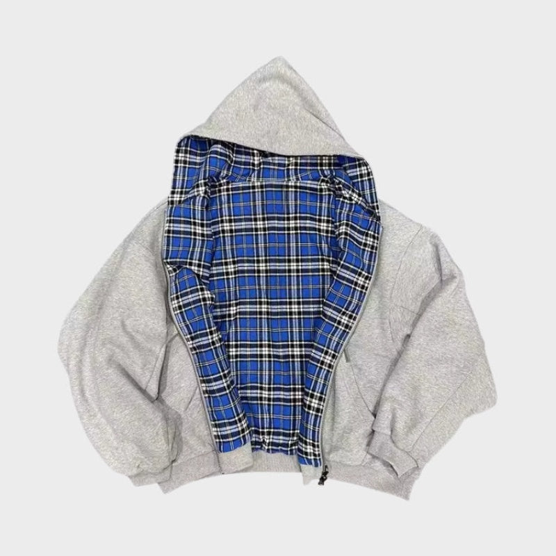 Andri | Wendbarer Oversize Hoodie Herren Kapuze Reissverschluss Karofutter