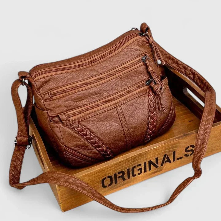 Anikó | Crossbody Táska Női Bőr Fonatolt Pánttal