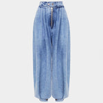 Anikó | Denim Ballon Nadrág Női Magas Derékú Pliszírozott