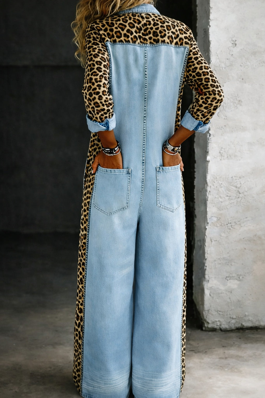 Anikó | Denim Overál Női Mintás Hosszú Ujjú