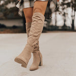 Anita | Cowboy Csizma Női Velúr Magas Szárú Blokk Sarokkal