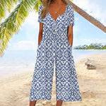 Anita | Nyári Overall Női Levélmintás V-nyakú Cropped