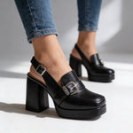 Anita | Platform Slingback Cipő Magassarkú Loafer Csatos Női