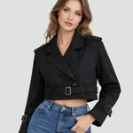 Anita | Trench Coat Rövid Női Átmeneti Kabát Övvel