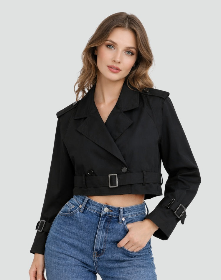 Anita | Trench Coat Rövid Női Átmeneti Kabát Övvel
