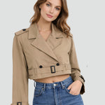 Anita | Trench Coat Rövid Női Átmeneti Kabát Övvel