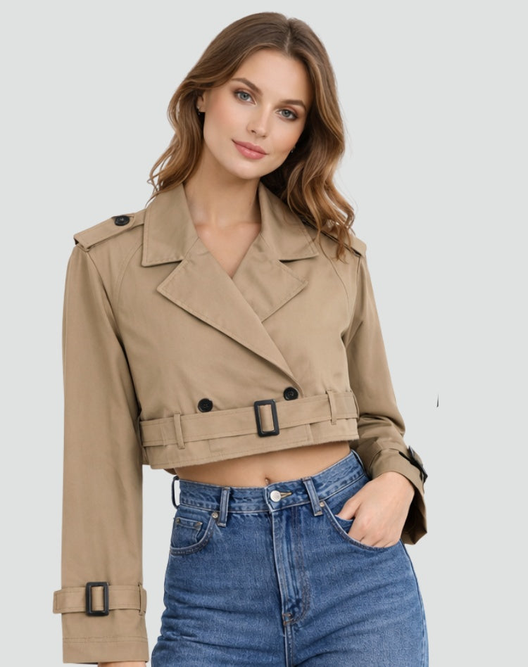 Anita | Trench Coat Rövid Női Átmeneti Kabát Övvel