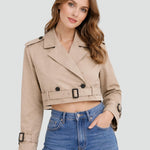 Anita | Trench Coat Rövid Női Átmeneti Kabát Övvel