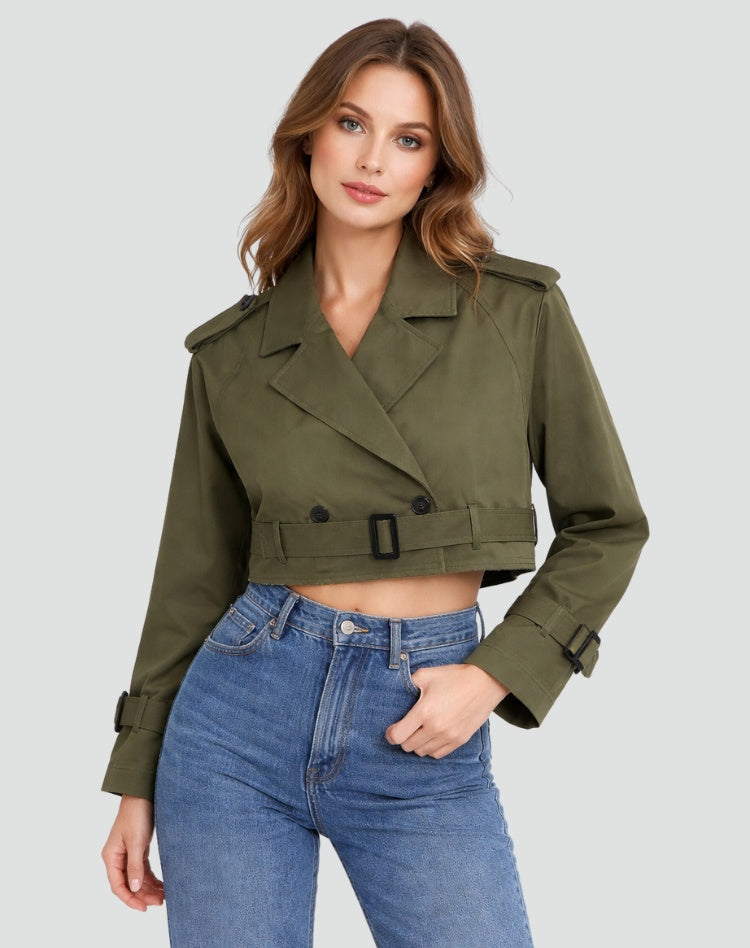 Anita | Trench Coat Rövid Női Átmeneti Kabát Övvel