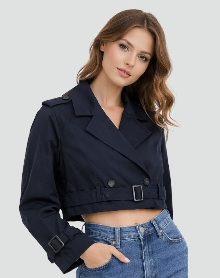 Anita | Trench Coat Rövid Női Átmeneti Kabát Övvel