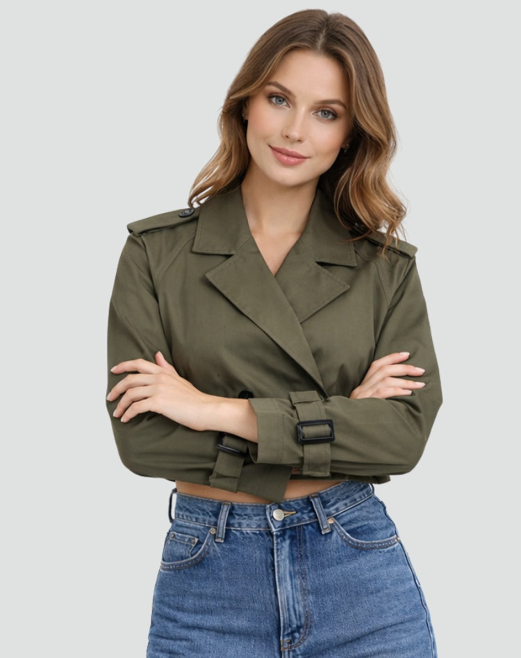 Anita | Trench Coat Rövid Női Átmeneti Kabát Övvel