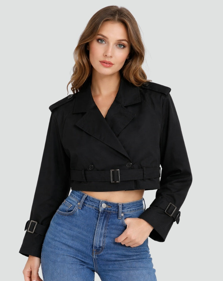 Anita | Trench Coat Rövid Női Átmeneti Kabát Övvel