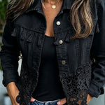 Antonia | Jeansjacke Damen Leoparden-Print Lang Druckknöpfe