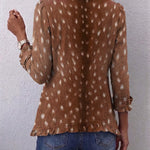 Antonia | Jeansjacke Damen Leoparden-Print Lang Druckknöpfe