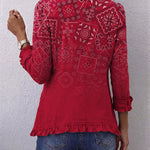 Antonia | Jeansjacke Damen Leoparden-Print Lang Druckknöpfe