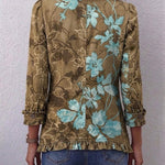 Antonia | Jeansjacke Damen Leoparden-Print Lang Druckknöpfe