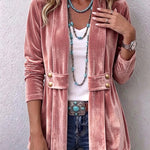 Antonia | Jeansjacke Damen Leoparden-Print Lang Druckknöpfe
