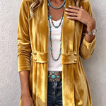 Antonia | Jeansjacke Damen Leoparden-Print Lang Druckknöpfe