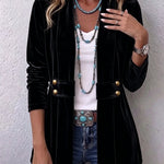 Antonia | Jeansjacke Damen Leoparden-Print Lang Druckknöpfe